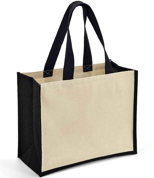 Brand Lab Jute and Canvas Shopper - Natural/Black (BR101)