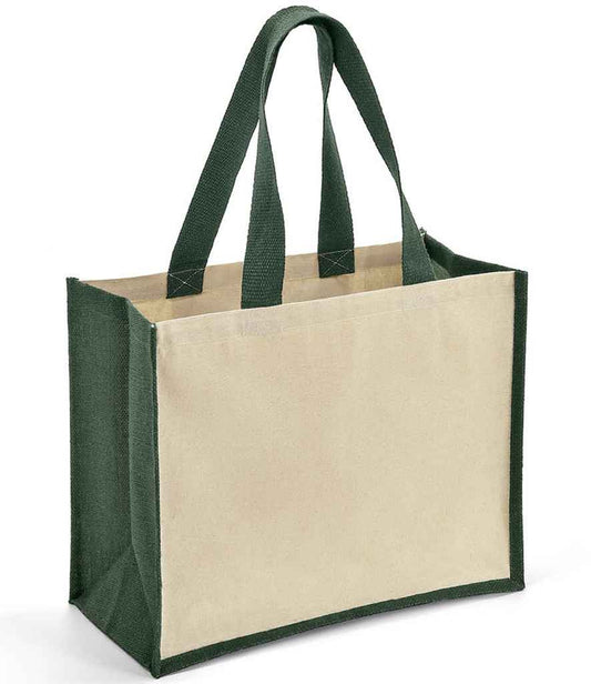 Brand Lab Jute and Canvas Shopper - Natural/Forest Green (BR101)