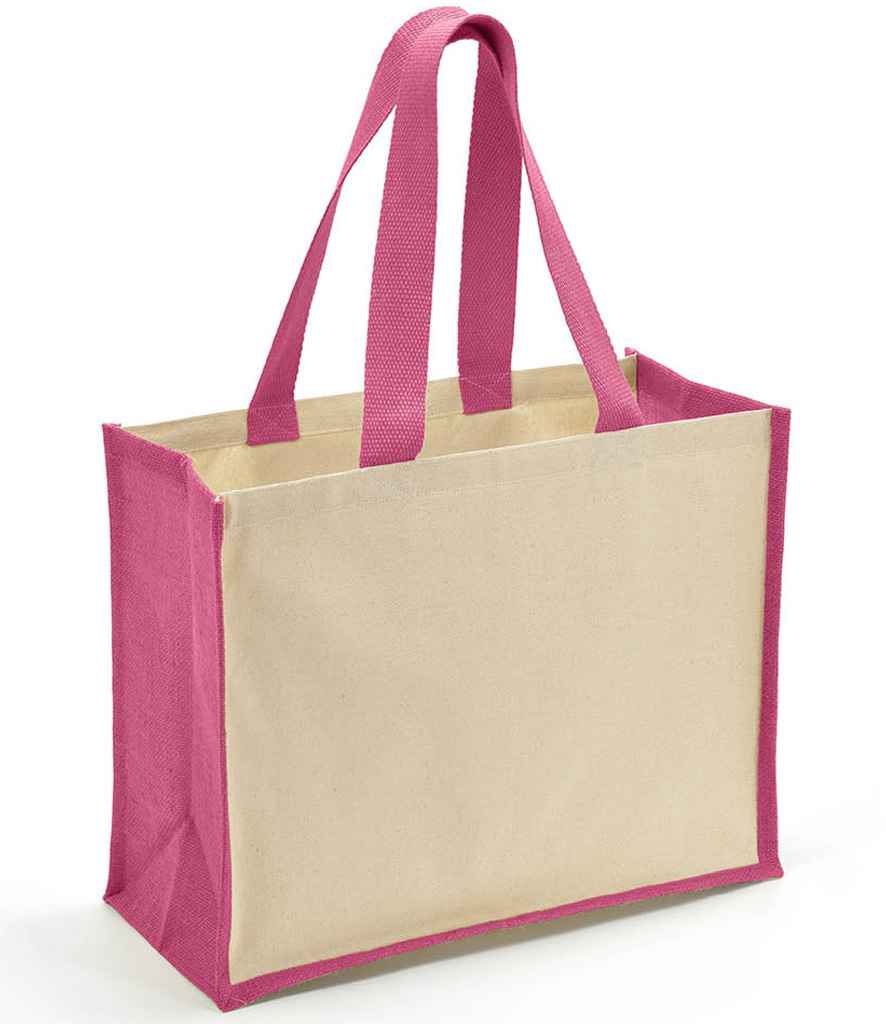 Brand Lab Jute and Canvas Shopper - Natural/Fuchsia (BR101)