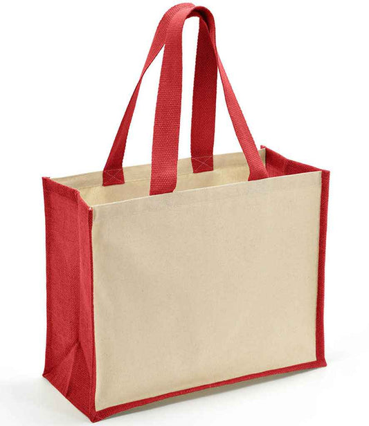 Brand Lab Jute and Canvas Shopper - Natural/Red (BR101)