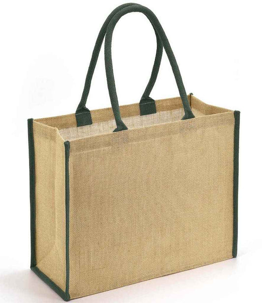 Brand Lab Jute Tipped Shopper - Natural/Forest Green (BR103)