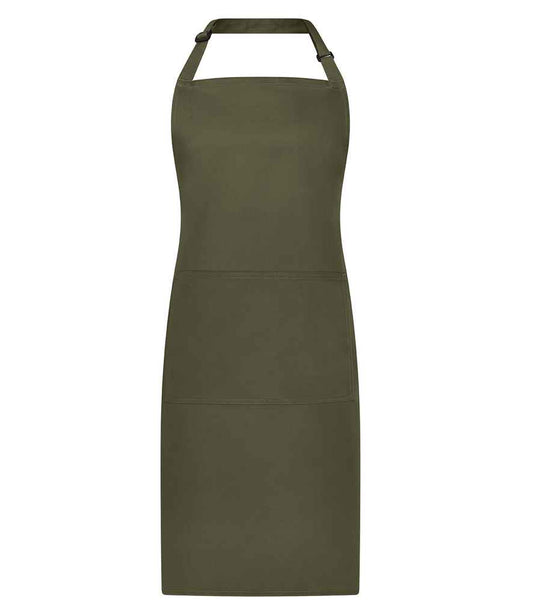 Brand Lab Adjustable Bib Pocket Apron - Olive Green (BR501)