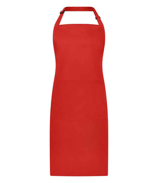 Brand Lab Adjustable Bib Pocket Apron - Red (BR501)