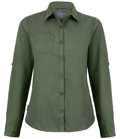 Craghoppers Expert Ladies Kiwi Long Sleeve Shirt - Dark Cedar Green (CR541)
