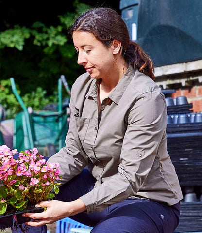 Craghoppers Expert Ladies Kiwi Long Sleeve Shirt - Pebble (CR541)