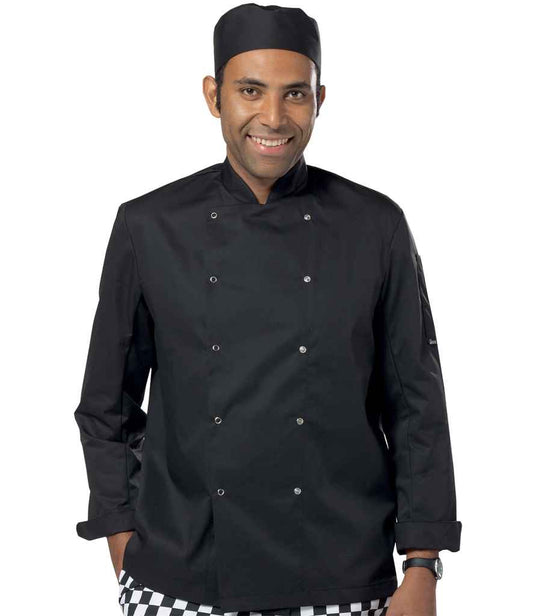 Dennys Long Sleeve Press Stud Chef's Jacket - Black (DE001)