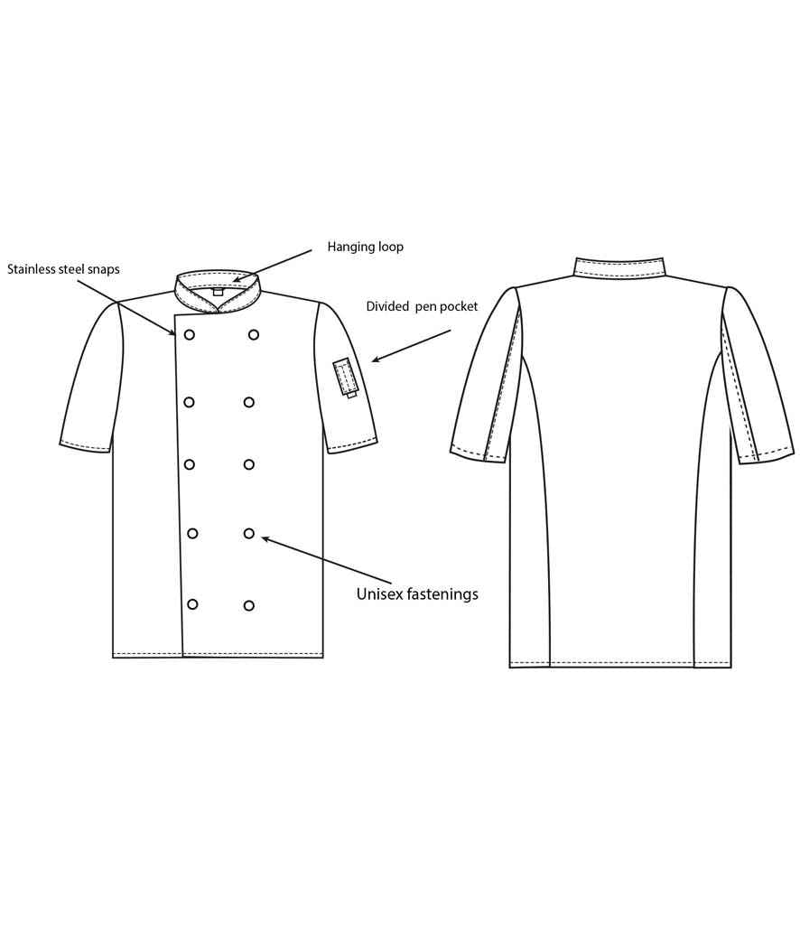 Dennys Short Sleeve Press Stud Chef's Jacket - White (DE002)