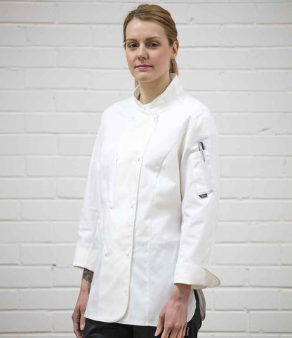 Dennys Ladies Long Sleeve Premium Chef's Jacket - White (DE005)