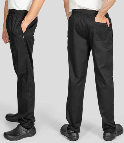 Dennys Unisex Elasticated Chef's Trousers - Black (DE020)