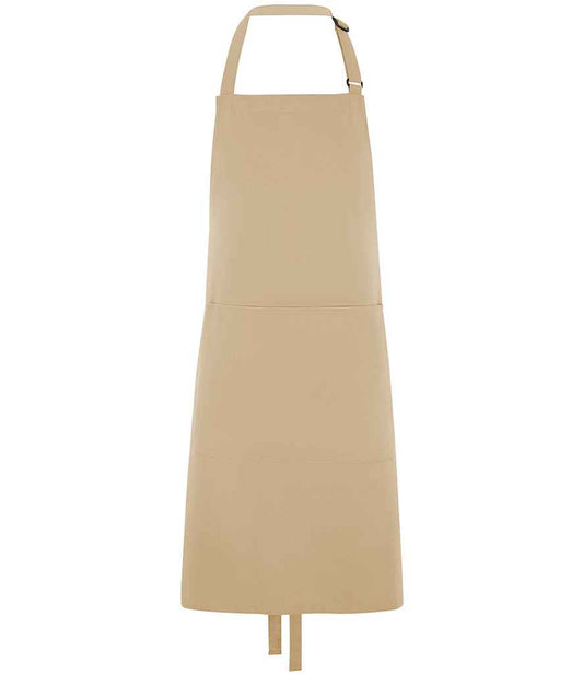 Dennys Polyester Bib Apron with Pocket - Biscuit (DE101)