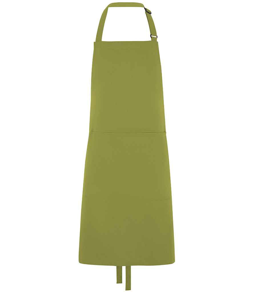 Dennys Polyester Bib Apron with Pocket - Light Olive (DE101)