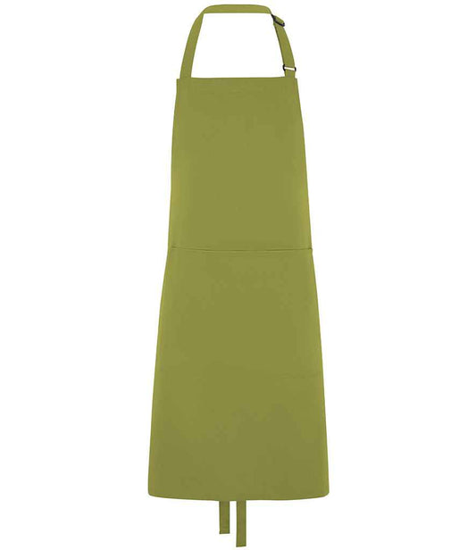 Dennys Polyester Bib Apron with Pocket - Light Olive (DE101)