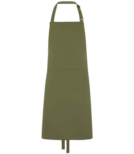 Dennys Polyester Bib Apron with Pocket - Olive Green (DE101)