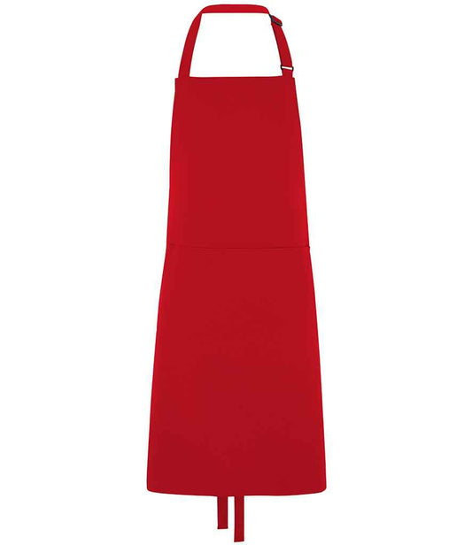 Dennys Polyester Bib Apron with Pocket - Red (DE101)