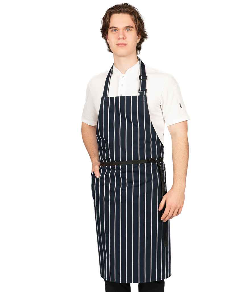 Dennys Poly/cotton Apron with Side Pocket - Navy/White (DE117)