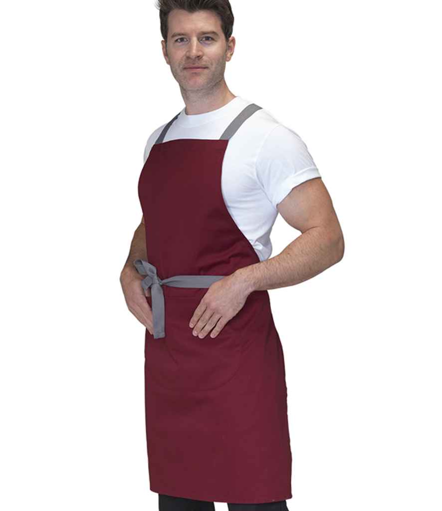 Dennys Cross Back Apron - Claret (DE141)