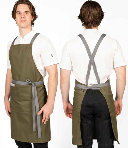 Dennys Cross Back Apron - Olive Green (DE141)