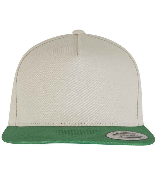 Flexfit Classic 5 Panel Snapback Cap - Beige/Green (F6007)