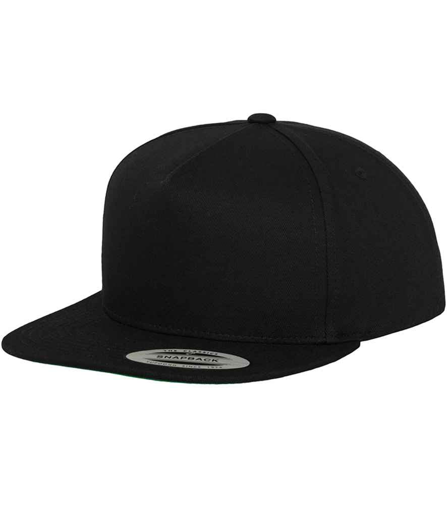 Flexfit Classic 5 Panel Snapback Cap - Black/Black (F6007)