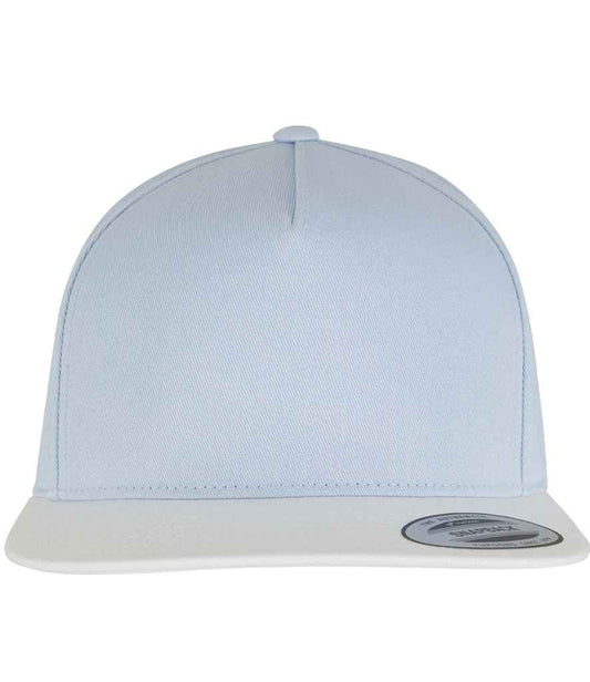 Flexfit Classic 5 Panel Snapback Cap - Light Blue/White (F6007)