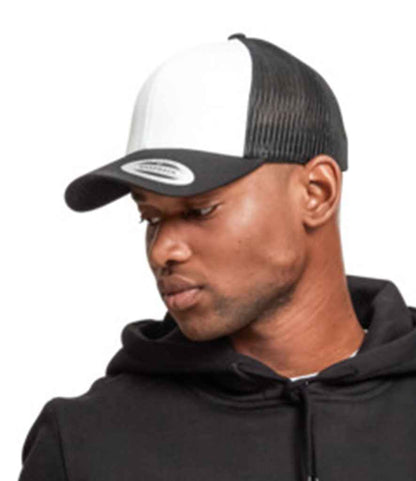 Flexfit Retro Coloured Front Trucker Cap - Black/White (F6606CF)