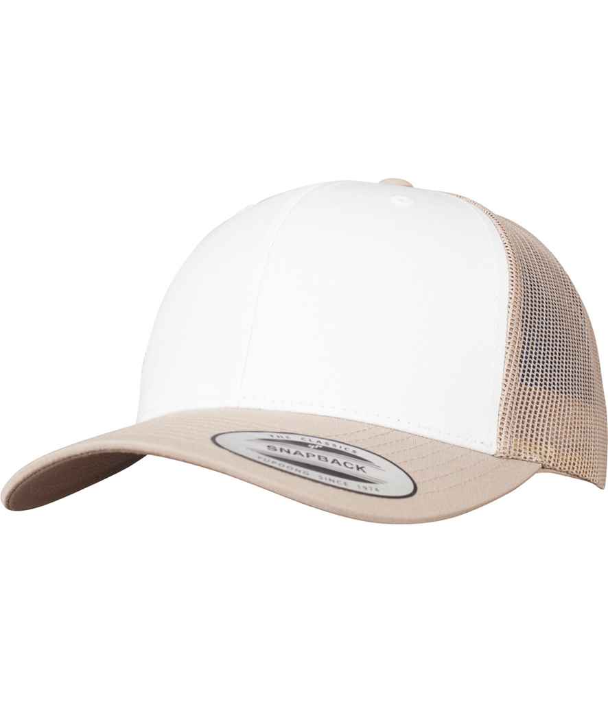 Flexfit Retro Coloured Front Trucker Cap - Khaki/White (F6606CF)