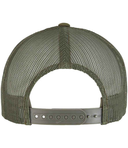 Flexfit Retro Coloured Front Trucker Cap - Moss Green/White/Olive Green (F6606CF)