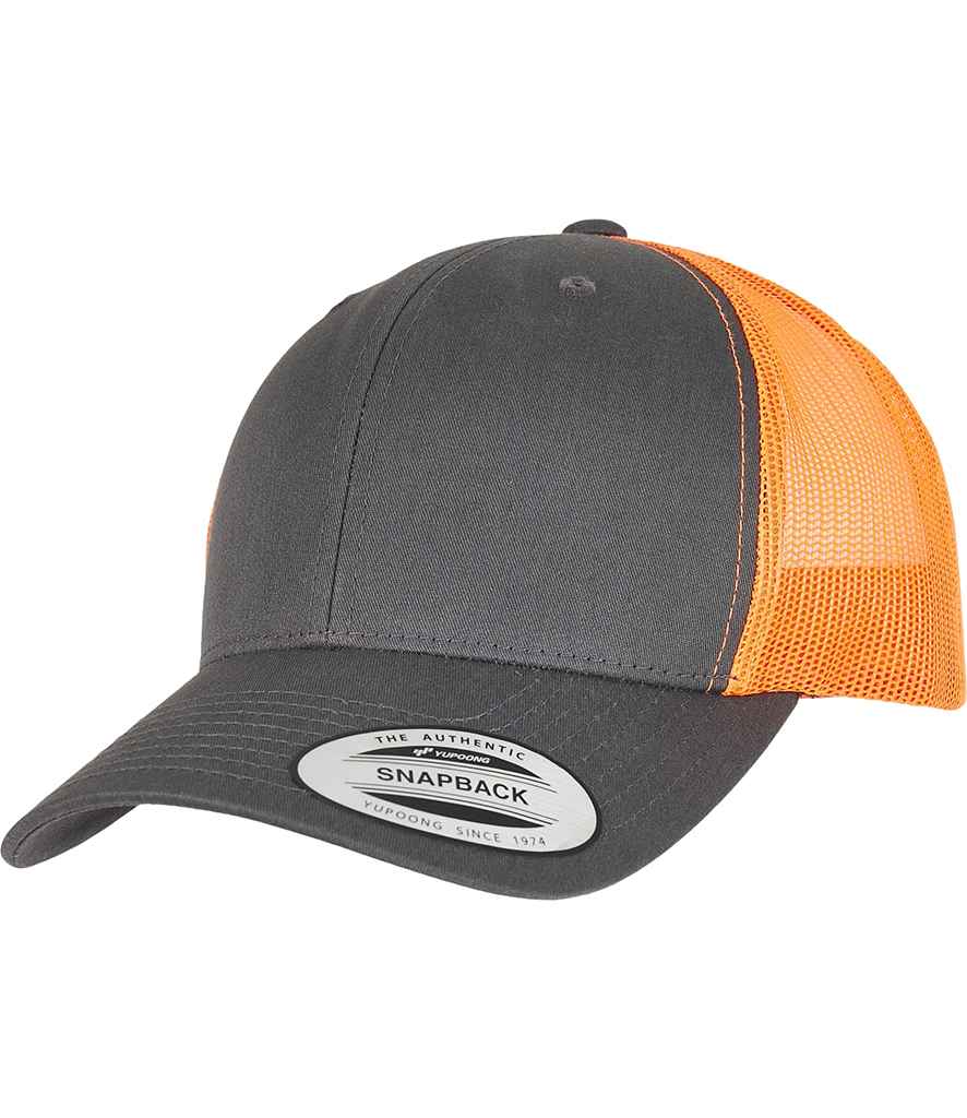 Flexfit Retro Trucker Two Tone Cap - Charcoal/Neon Orange (F6606T)