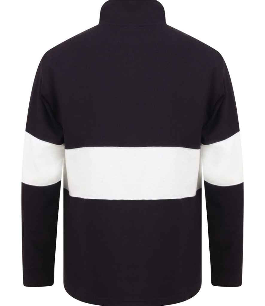 Front Row Panelled 1/4 Zip Neck Top - Navy/White (FR006)