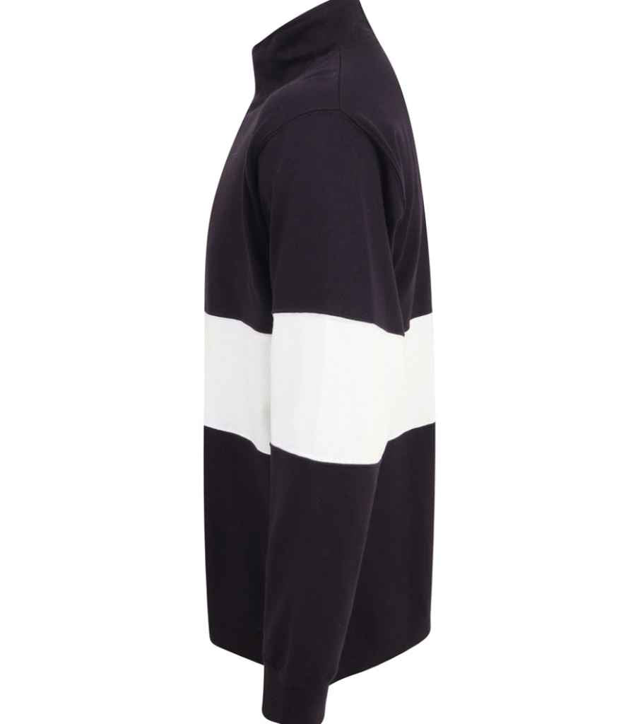 Front Row Panelled 1/4 Zip Neck Top - Navy/White (FR006)