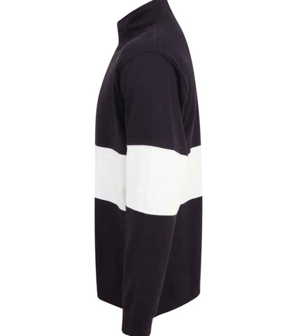 Front Row Panelled 1/4 Zip Neck Top - Navy/White (FR006)