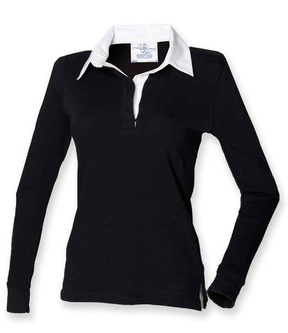 Front Row Ladies Classic Rugby Shirt - Black/White (FR101)