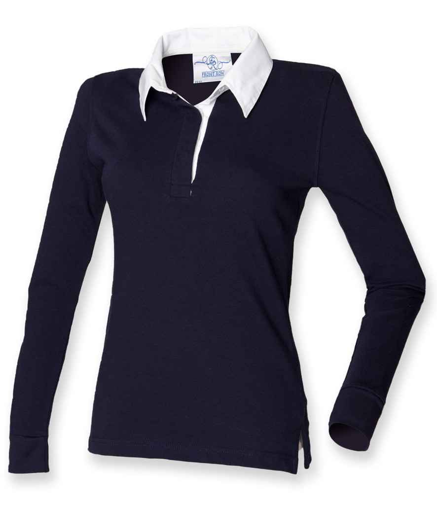 Front Row Ladies Classic Rugby Shirt - Navy/White (FR101)