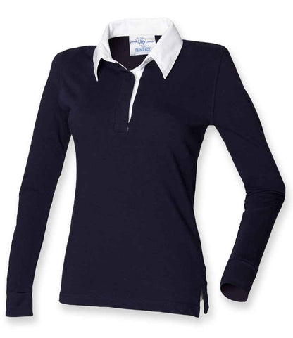 Front Row Ladies Classic Rugby Shirt - Navy/White (FR101)