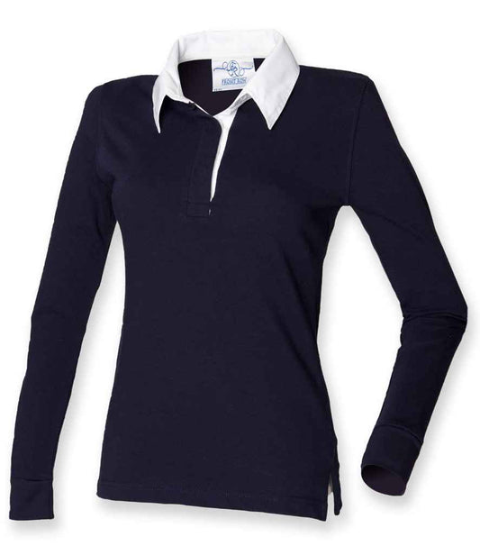 Front Row Ladies Classic Rugby Shirt - Navy/White (FR101)
