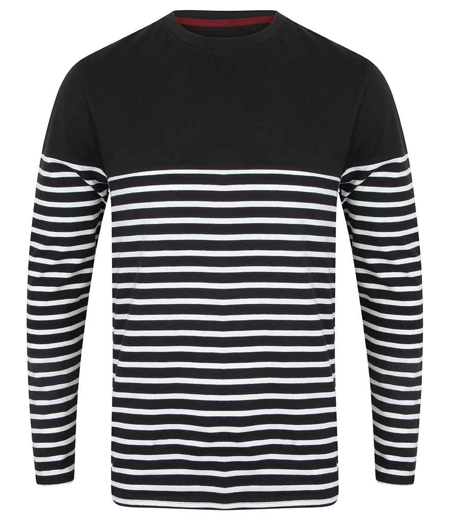 Front Row Unisex Long Sleeve Breton Striped T-Shirt - Navy/White (FR134)