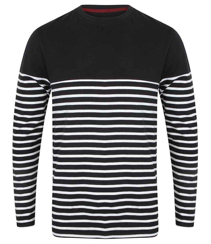 Front Row Unisex Long Sleeve Breton Striped T-Shirt - Navy/White (FR134)