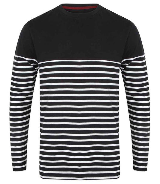 Front Row Unisex Long Sleeve Breton Striped T-Shirt - Navy/White (FR134)