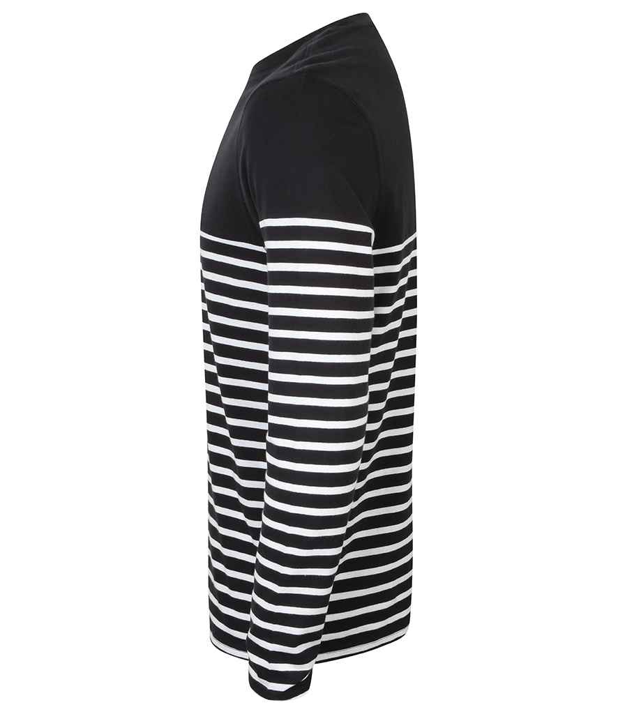 Front Row Unisex Long Sleeve Breton Striped T-Shirt - Navy/White (FR134)