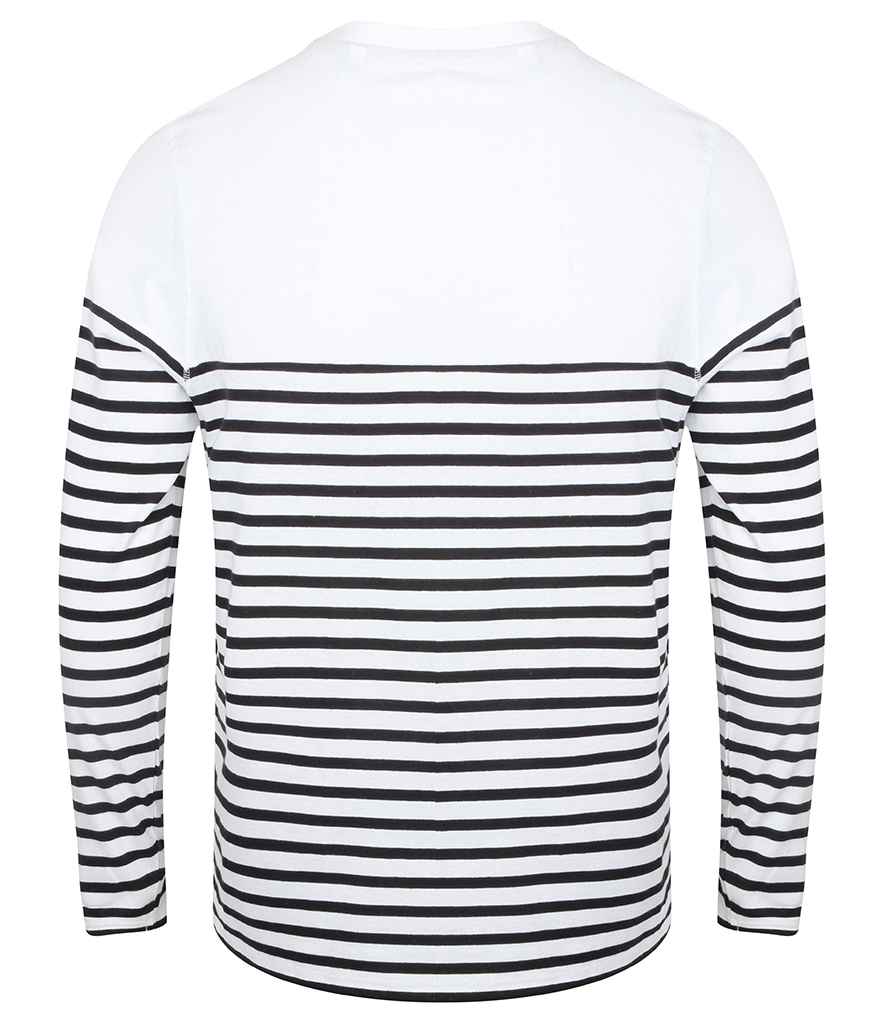 Front Row Unisex Long Sleeve Breton Striped T-Shirt - White/Navy (FR134)