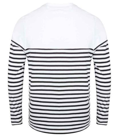Front Row Unisex Long Sleeve Breton Striped T-Shirt - White/Navy (FR134)