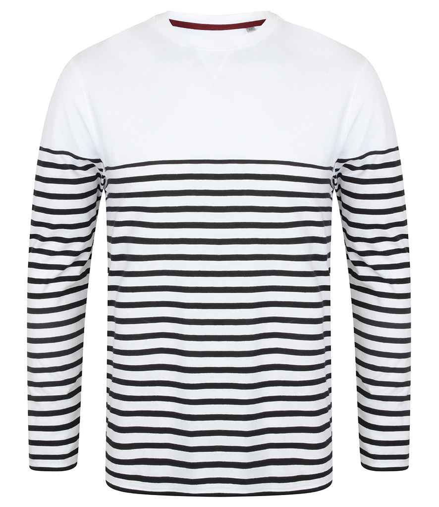 Front Row Unisex Long Sleeve Breton Striped T-Shirt - White/Navy (FR134)