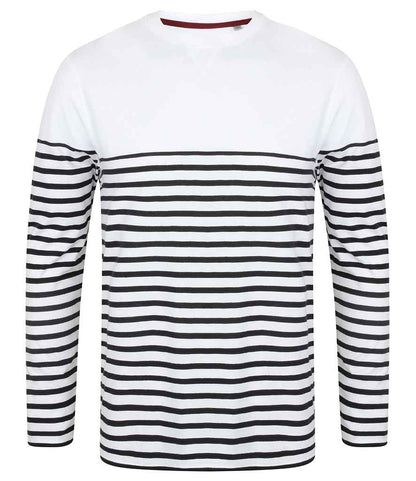 Front Row Unisex Long Sleeve Breton Striped T-Shirt - White/Navy (FR134)