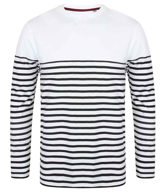 Front Row Unisex Long Sleeve Breton Striped T-Shirt - White/Navy (FR134)