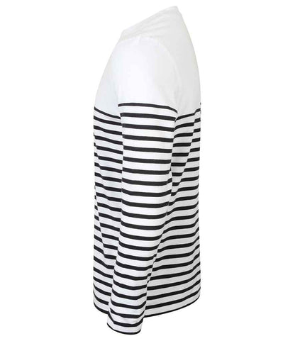 Front Row Unisex Long Sleeve Breton Striped T-Shirt - White/Navy (FR134)