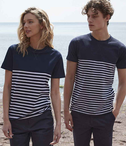 Front Row Unisex Breton Striped T-Shirt - Navy/White (FR135)
