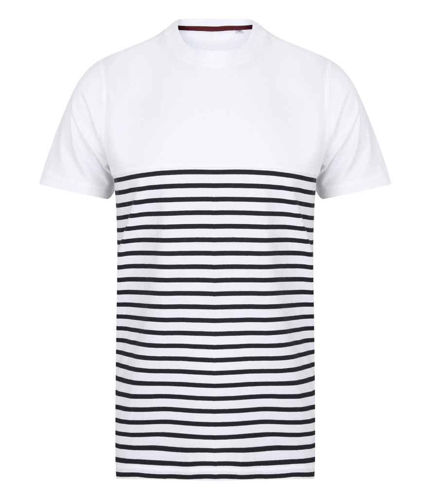 Front Row Unisex Breton Striped T-Shirt - White/Navy (FR135)