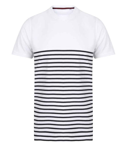 Front Row Unisex Breton Striped T-Shirt - White/Navy (FR135)