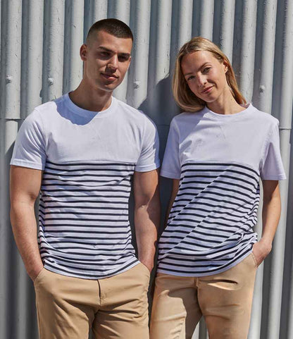 Front Row Unisex Breton Striped T-Shirt - White/Navy (FR135)