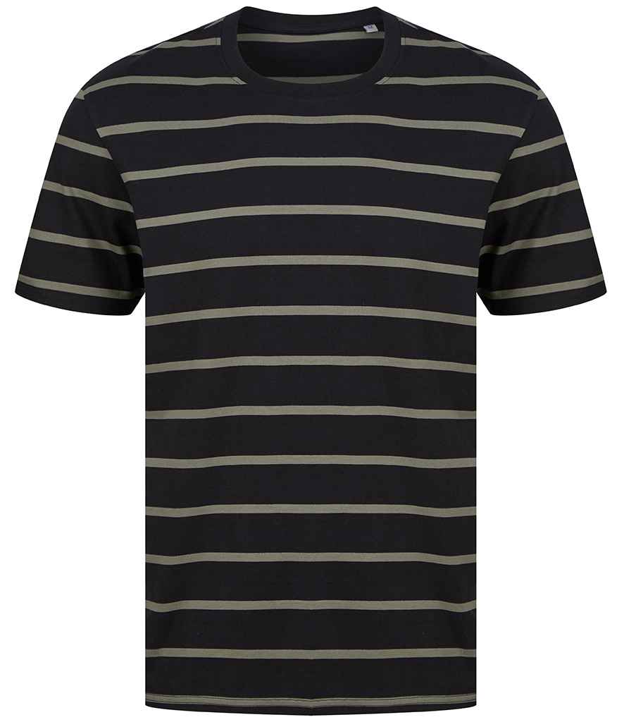 Front Row Striped T-Shirt - Black/Khaki (FR136)
